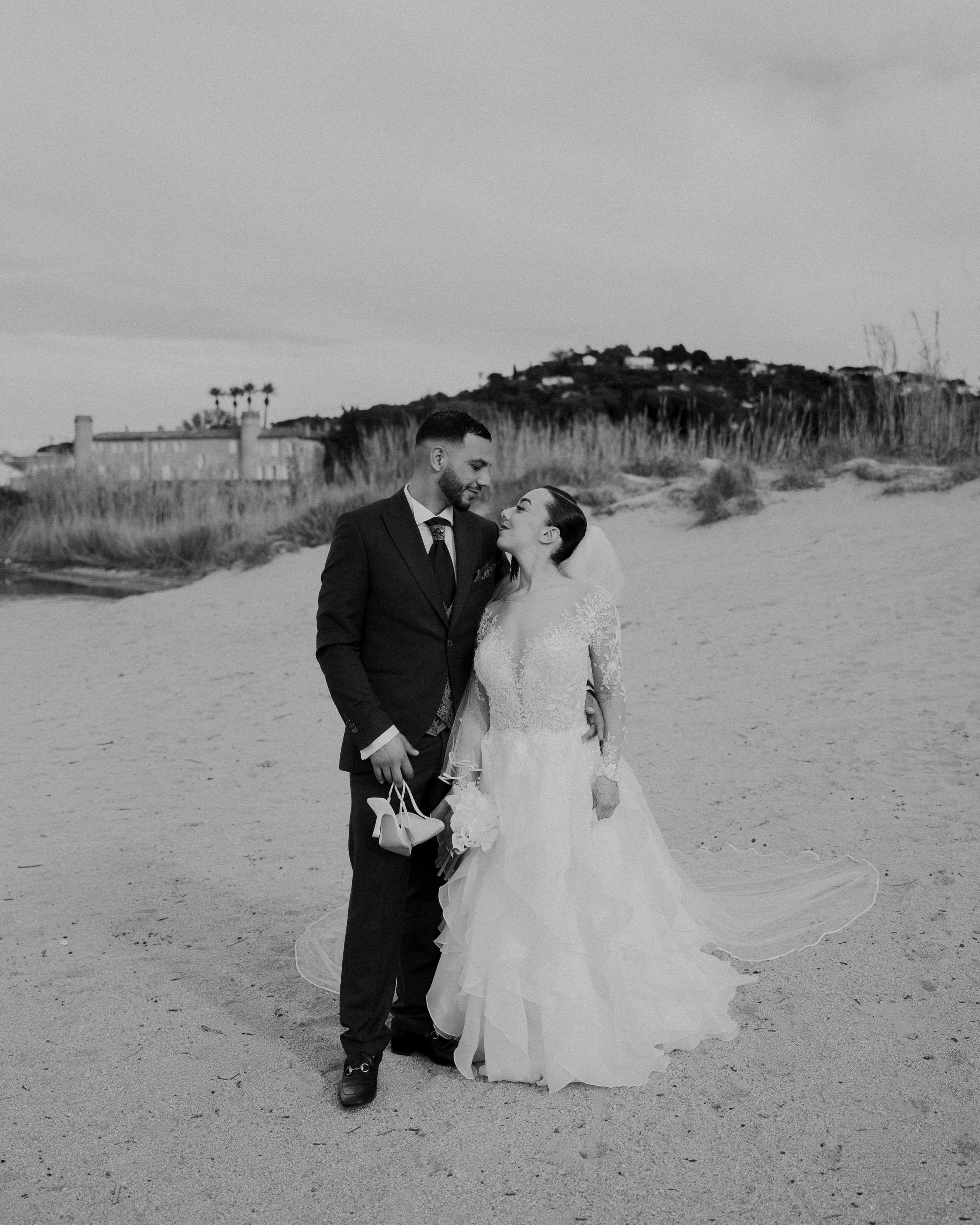 Couple portrait in a Provence vineyard — editorial wedding photography