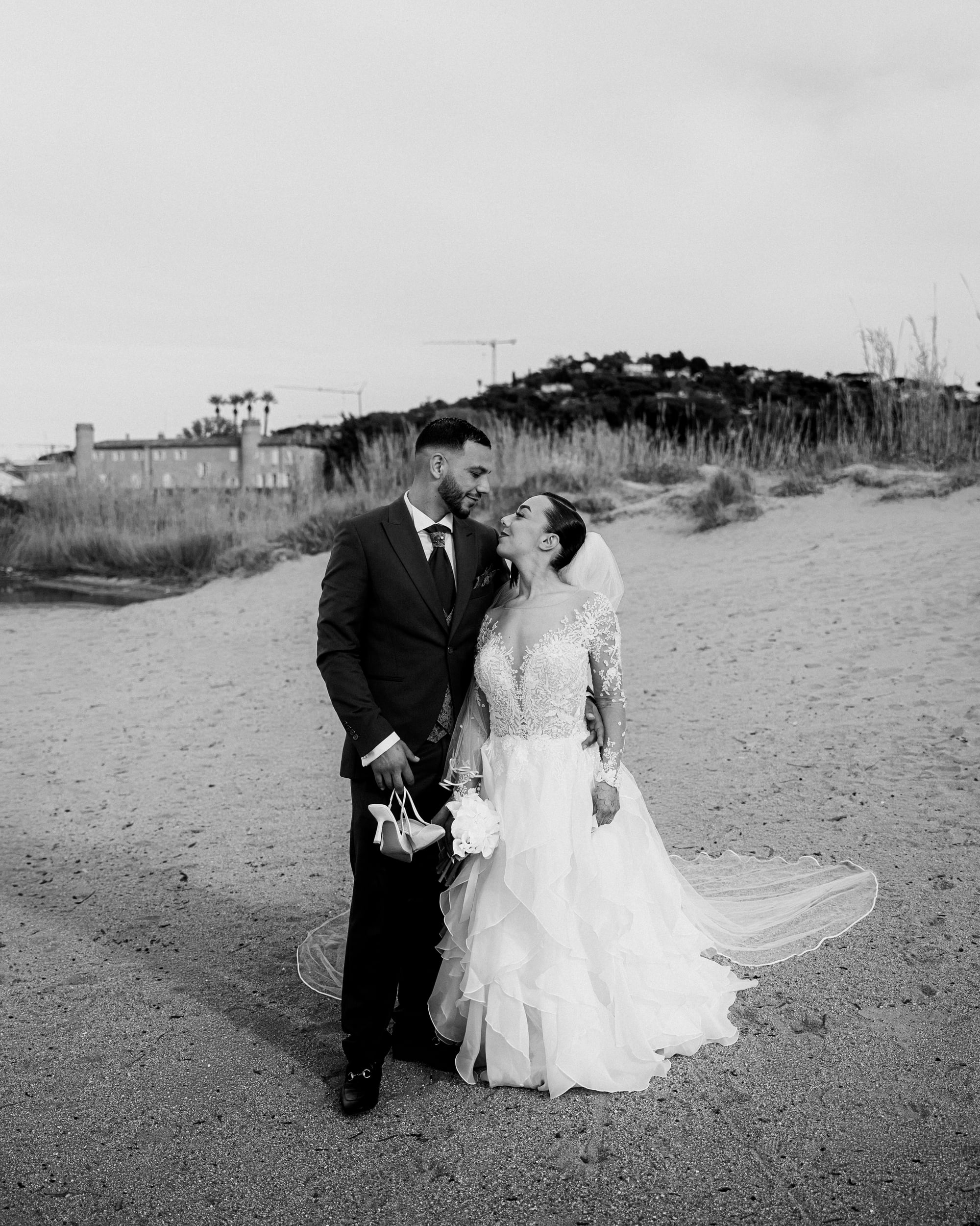 Couple portrait in a Provence vineyard — editorial wedding photography